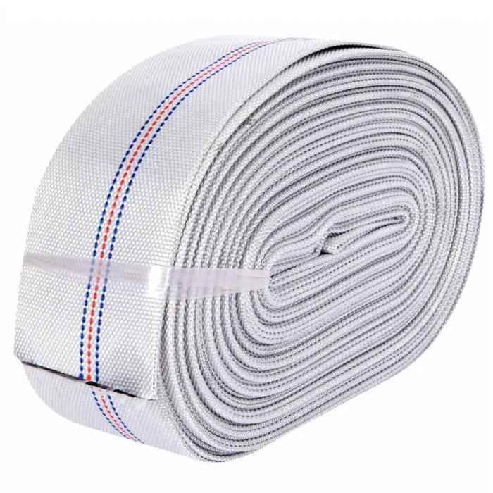 Furtun pompier 2'', 20M, 8 Bari, din material textil, cauciucat pe interior, Flux constant si puternic, Alb, fara Cuple - imagine 4