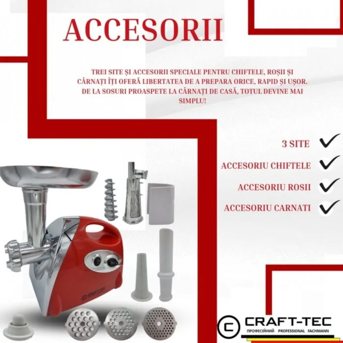 Masina electrica tocat carne, 3800W, 3 site, accesorii incluse - imagine 3