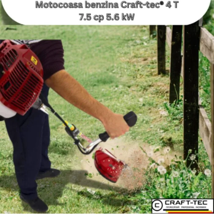 Motocoasa benzina 4 timpi, 7.5hp, 5.6kw, 3 disc SwissInox (3T, 8T, 230), tambur, ham profi - imagine 4