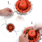 Tambur motocoasă UniBox 2 în 1, disc zimțat și fir, gri/roșu, diametru 20cm - imagine 3