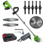 Trimmer electric, acumulator 48V, 1500 W, tija extensibila, rotire 180 de grade, Verde