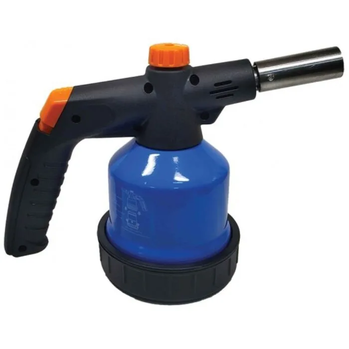 Lampa instalator cu aprindere piezo, corp metalic, albastra - imagine 2